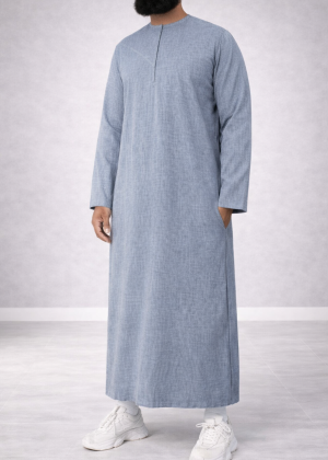 Emirati Qamis “Premium” Melange Blue by Djellaba Men